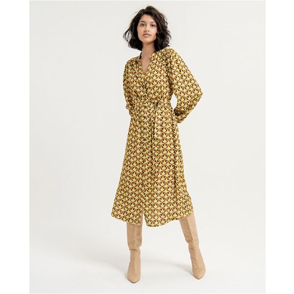 Vestido midi cuello mao3