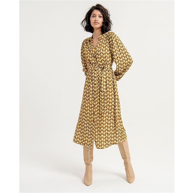 Vestido midi cuello mao3