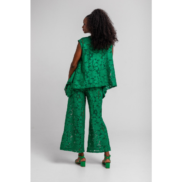 Pantalón Fluido Encaje Verde Limoncello4